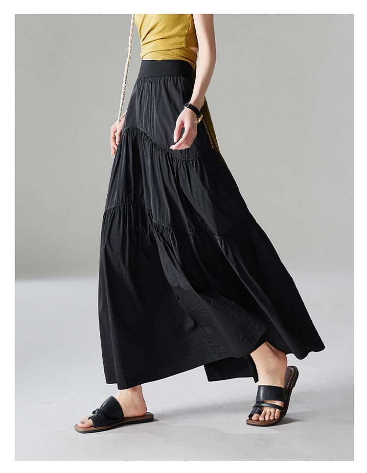 French High-Waisted A-Line Midi Skirt