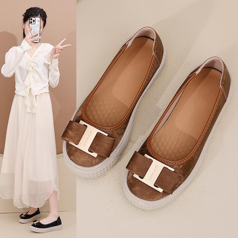 Fashion The New Spring and Autumn 2025 British-style Flat Soft-soled Casual and Super Comfortable One-step Shoe