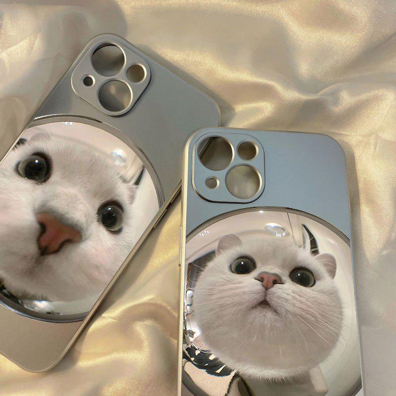 "Cat Eye Anti-Fall Electroplated Silver iPhone 14 Pro Max Case, Compatible with Apple 13/12/XR/7P"