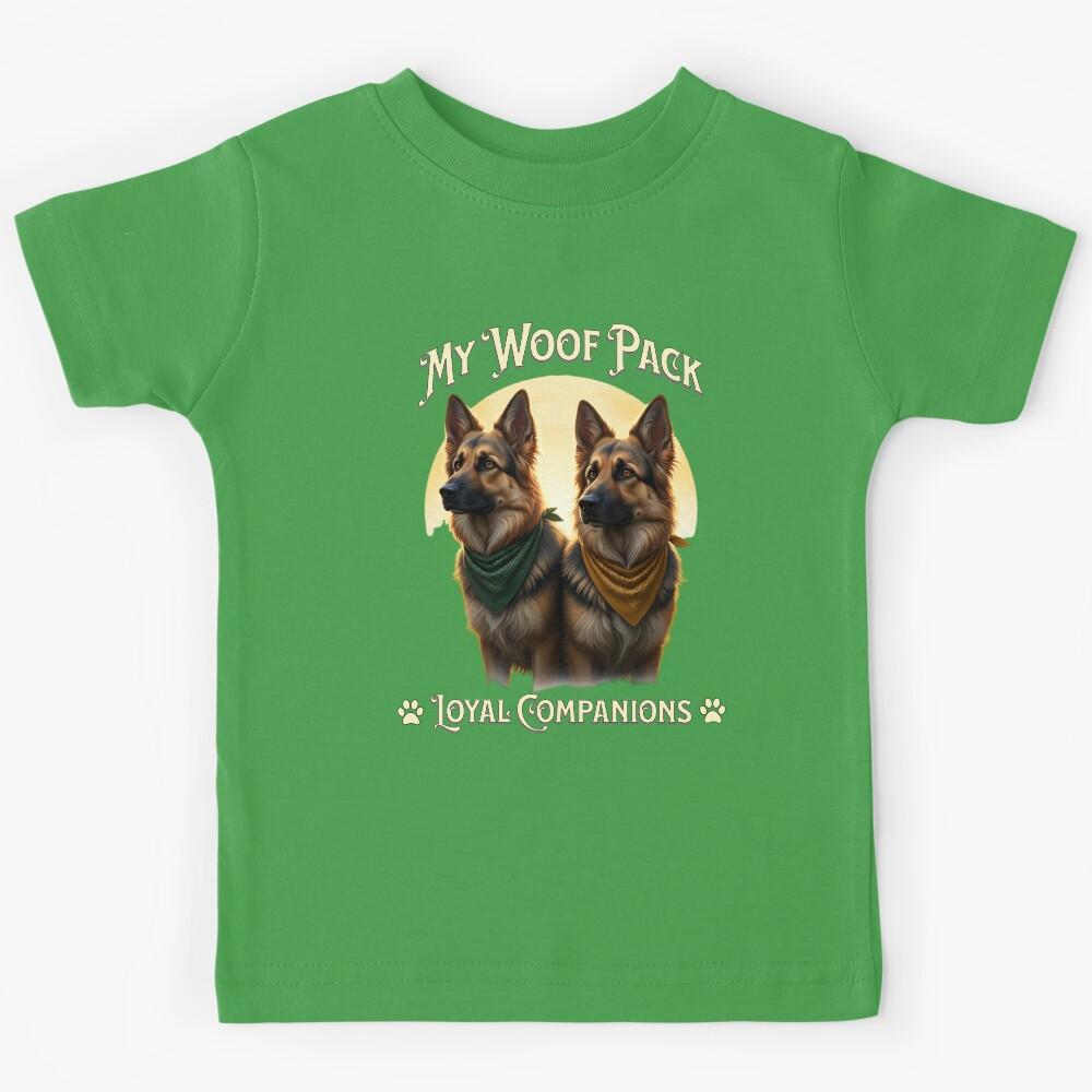 German Shepherd My Woof Pack Design Kids T-Shirt 120