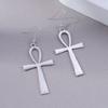 Aihua Big Steampunk Vintage Egyptian Life Ankh Cross Earrings for Women Men Gothic Personality Earrings for Women Men Jewelry