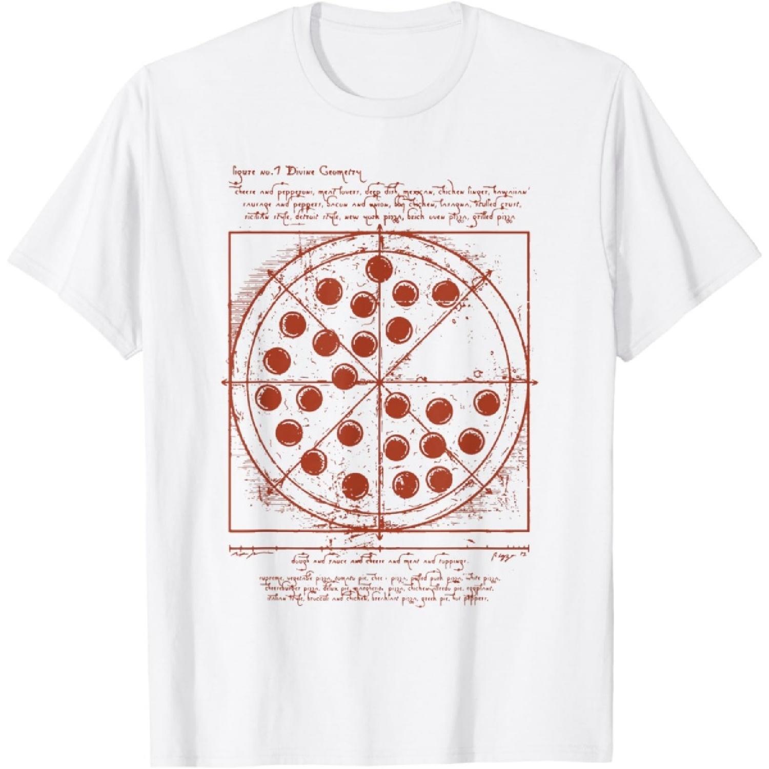 Vitruvian Pizza Tee Da Vinci Funny Movie Reference T-Shirt XXXXXL белый