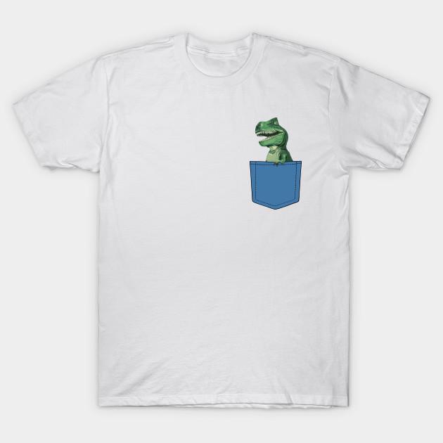 Men Black Print T-shirt T-Rex In Pocket No-Cut Transfer Paper Print Cotton Tshirt 2XL