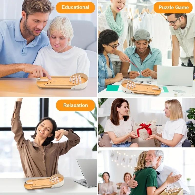 Desktop Mini Bowling Game Set High End Wooden Small Safe Innovative Desktop Toy Parent Child Interactive Fun Game Plaything