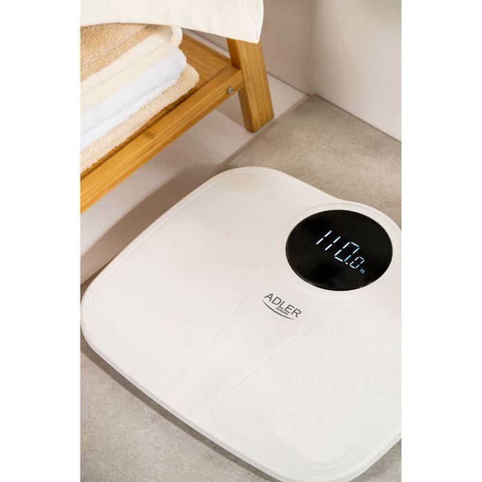 Pèse-personne Numérique Haute Précision 180 kg, Écran LED, Arrêt Automatique Adler AD8172W Blanc 04202