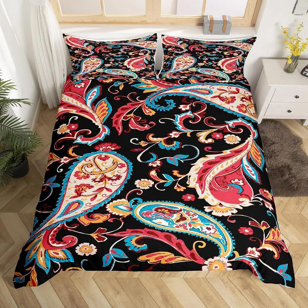 Adults Black Damask Duvet Cover Set KingAntique Victorian Baroque Bedding Set Gothic Vintage Floral Bohemian Exotic Quilt Cover