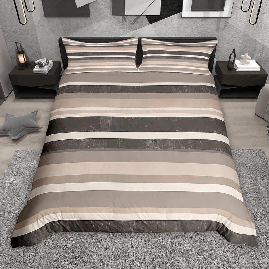 Homewish Geometryczna Pasiasta Poszewka na Kołdrę Zestaw 2szt/3szt, Nowoczesny Minimalistyczny Komplet Pościeli