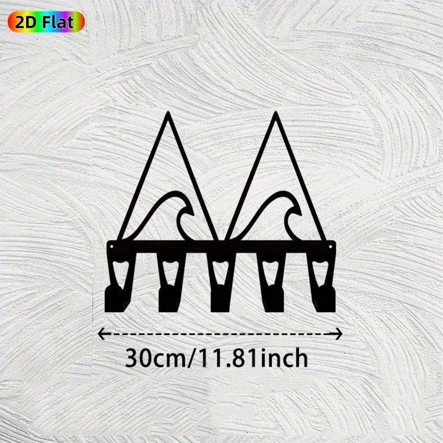 

Modern Wave Key Holder Metal Wall Art 5 Hooks Curved Design Christmas Gift TY10230