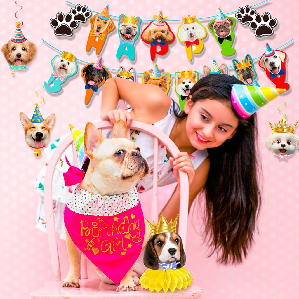 Dog Hanging Swirls Decorations Banner 25 Pcs Birthday Party Decorations - Dog Birthday Party Honeycomb Centerpieces Banner Hanging Swirls for Kids
