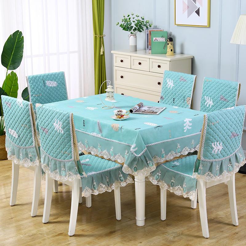 Nordic Style Home Coffee Table Tablecloth Quilted Lace Chair Cover Anti Slip Wear-resistant Dustproof and Beautifying Decorat Cloth Machine Washable