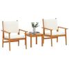 Garden Sofa Set 3 Pcs Cream White Solid Acacia Wood
