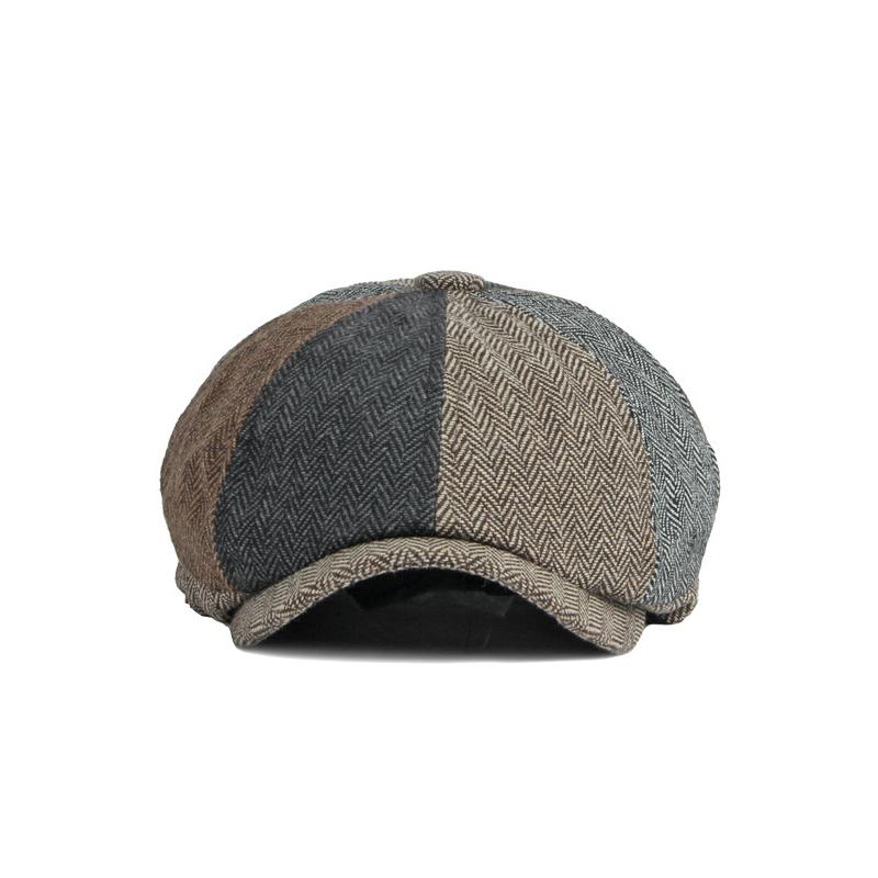 Patchwork Octagonal Cap Men's Retro Beret Women's British Newspaper Cap Painter's Cap Ivy Gatsby Octagonal Hats Hombre Gorras