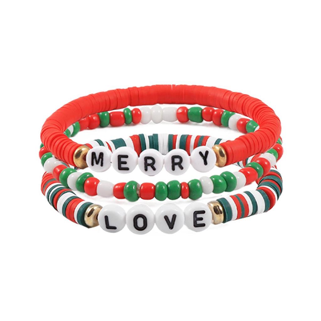 Versatile Colorful Polymer Clay & Acrylic Beaded Christmas Bracelet
