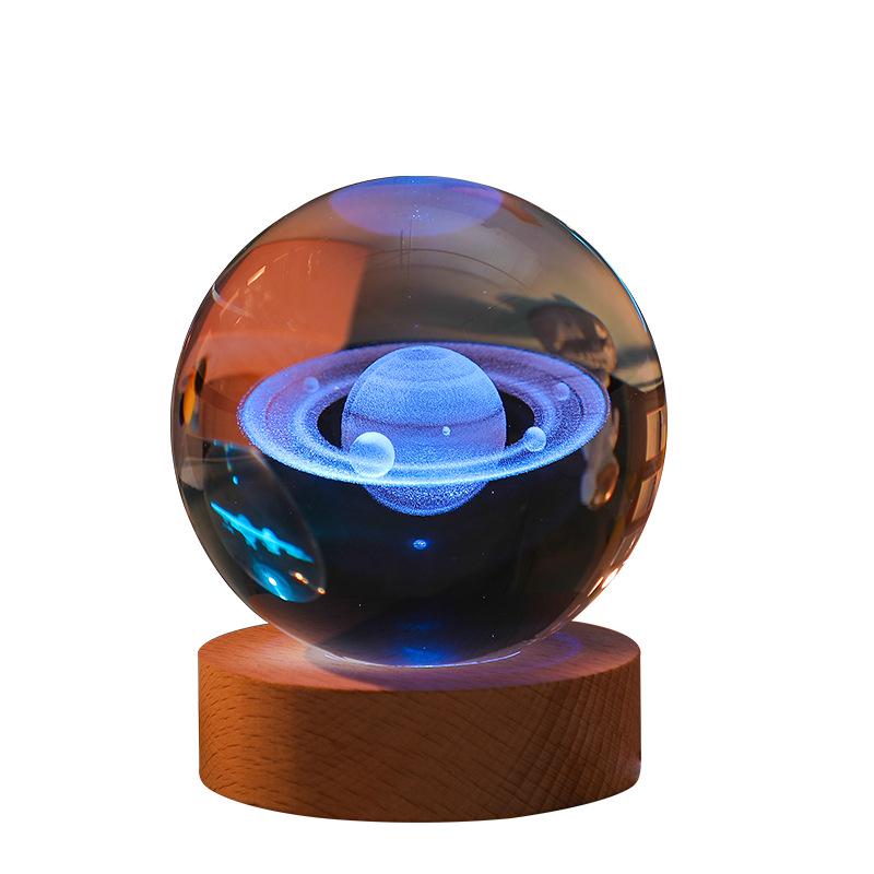 3D Galaxy Crystal Ball Night Light with Color-Changing Base - Unique Starry Sky Gift