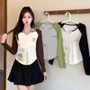 Long-sleeved T-shirt for Women, A Korean-style Top for Autumn and Winter, with A V-neck Base Layer Worn Inside