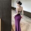 Design halter neck dress female summer royal sister style slim dress long dress black temperament hip skirt
