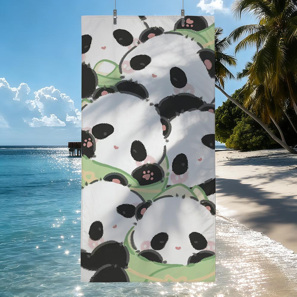 

Cute Panda Cartoon Towel Quick Drying Beach Towels Are Suitable For Swimming Pools Camping Yoga And The Gym W30*H60(CM)