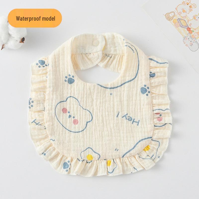 Ruffle Lace Waterproof Cotton Baby Bib (Seven-Layer Gauze)