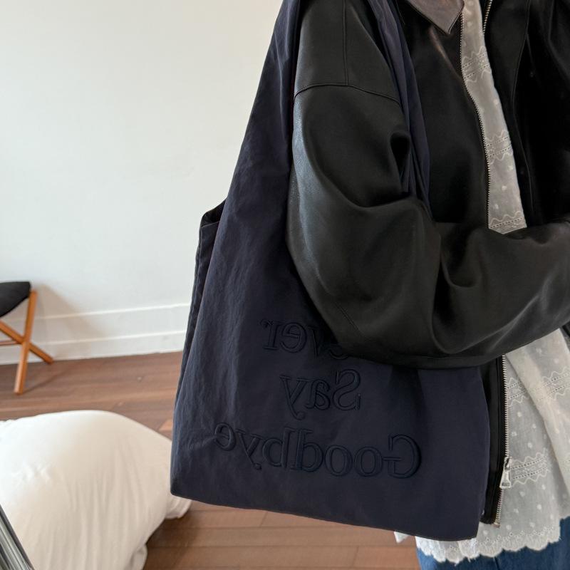 

Simple Letter Embroidery Shoulder Bags for Women Large Capacity Ladies Lightweight Nyl Tote Bag Casual Female Vest Handbags синій