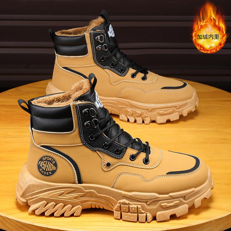 Buty męskie Zimowe męskie buty Martin Ocieplane polarem wszechstronne buty Antypoślizgowe i odporne na zużycie sportowe buty na platformie
