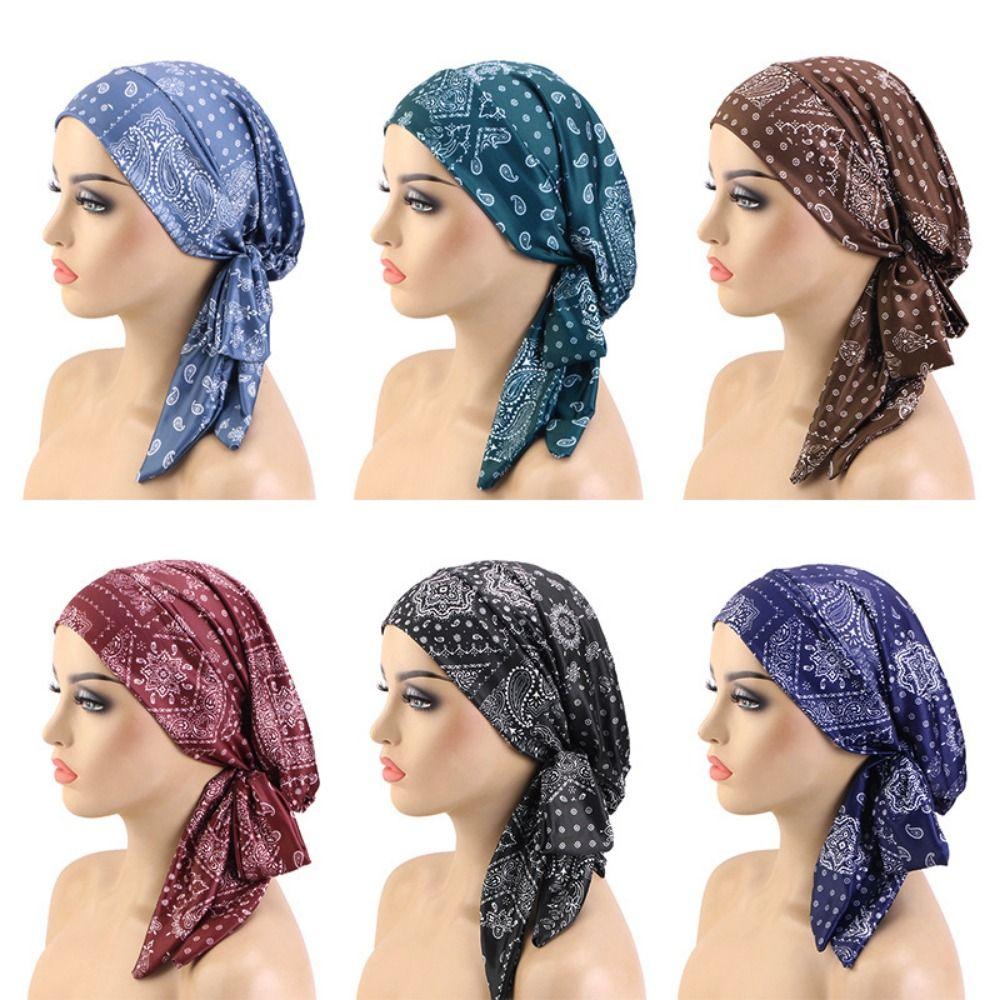 Bohemia Floral Print Turban Spring Sleep Caps Beanies Headwrap Chemotherapy Hat  Women National