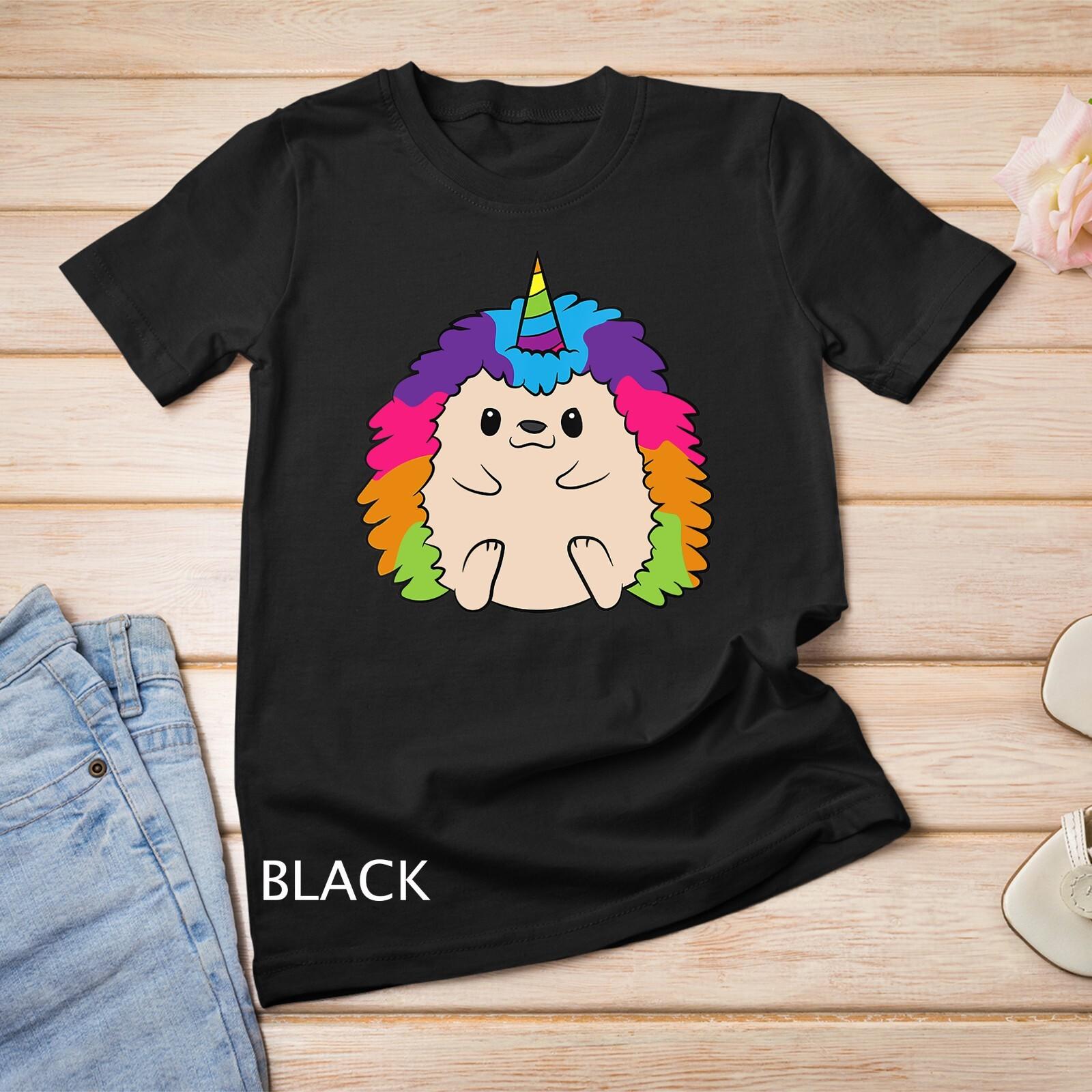 Womens Hedgehog Unicorn Rainbow Hedgehog Unisex T-Shirt Mens Womens Tees Top S