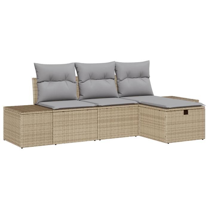 VidaXL Ensemble de 4 Canapés de Jardin avec Coussins en Rotin Polyéthylène Beige 3359349