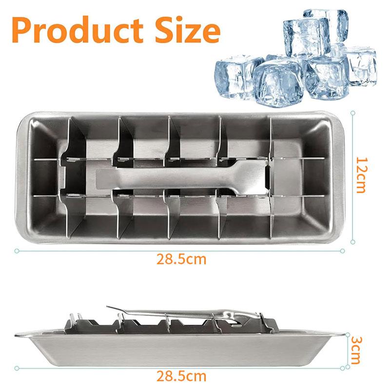 18-Slot Stainless Steel Polished Ice Cube Tray with Lever Insert Easy Release Ice Cube Maker Mold Freezer Ice Cube Tray Bar Tool