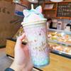 Carina Borraccia Unicorno Borraccia in Plastica con Cannuccia Stile Coreano Carina Estiva Fresca Tazza Ghiacciata per Latte Caffè Tazza da Tè