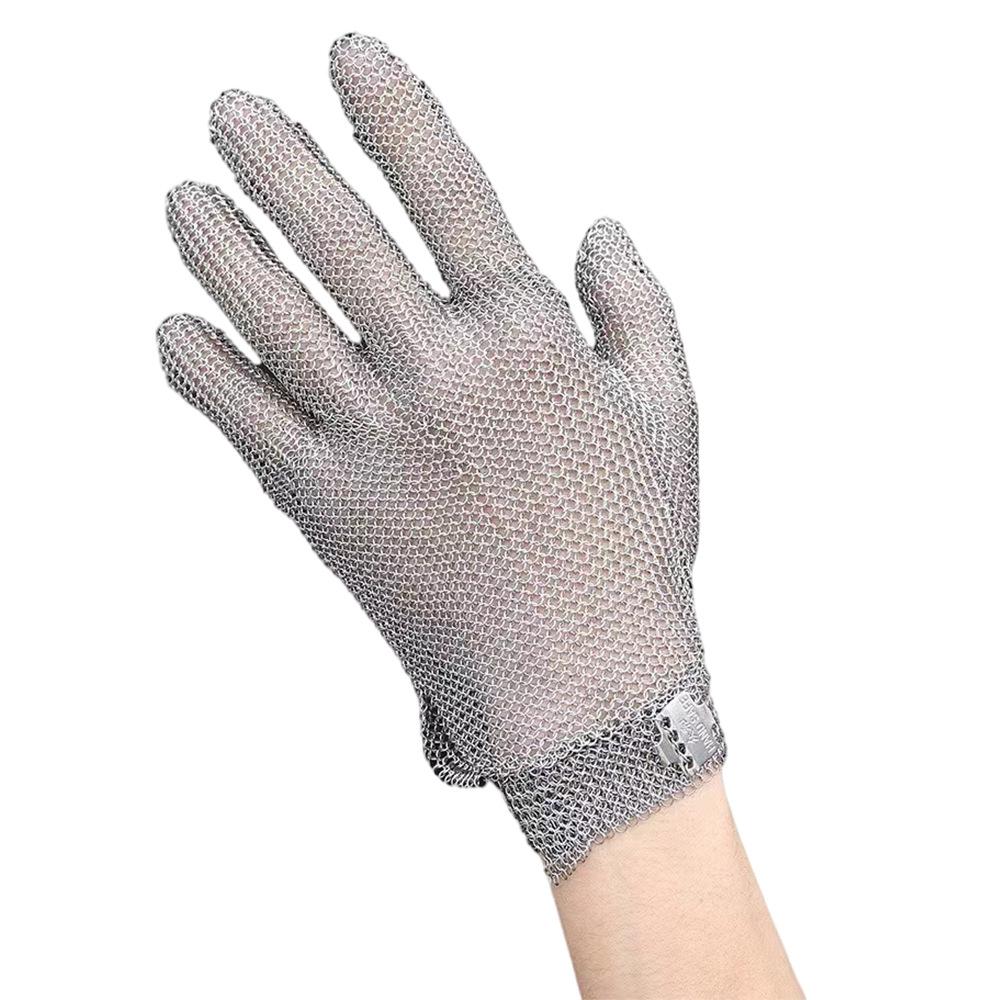 

Protective Anti-Cut Gloves 316L Stainless Steel Ring Wire Gloves Slaughter Sewing Steel Hook Wristband - All Steel XL