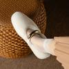 Fashion New Rivet Pearl Sheep Fur One piece Retro Suede Single Shoes Girls Cute Round Head Mary Jane Suede Warm Women's Shoes Size 40