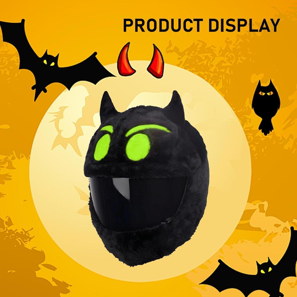 1 PC Motorcycle Helmet Cover, 40 cm x 28 cm x 26 cm Little Devil Halloween Festive Atmosphere Decorative Soft Fabric Cover, Modification Accessories,