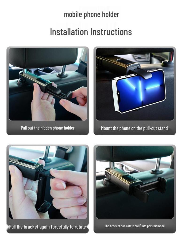 Rear Seat Car Phone Holder & Hook Combo