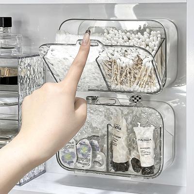 Acryl Wattepadhalter Wandmontiert Make-up Organizer Wattestäbchen Aufbewahrungsbox Schrank Q-Tip Halter Spender Badezimmer Organizer