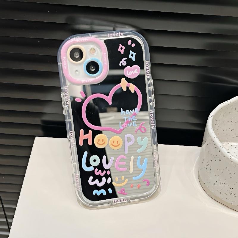 Happy Smile Face Mirror Phone Case for Apple 11-16 Pro/Promax (Female)