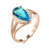 Luxury Blue Natural Zircon Big Ring For Women Fashion  Rose Gold Water Drop Accessories Wedding Daily Jewelry  New