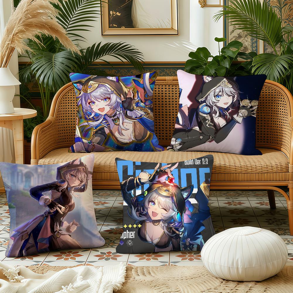 Honkai Star Rail Cipher cushion cover Pillow Case Plush Fabric Soft Double Sided Print Sofa Cushion Cover Throw Pillow Covers