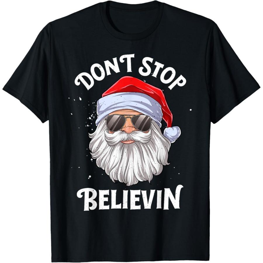 Don t Stop Believin Santa Funny Christmas Boys Kids Gifts T-Shirt XXXXXL чёрный