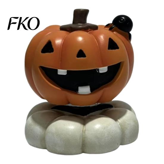 Indoor Halloween Ornaments Spooky Figurine, Small Resin Rotating Ghost Skull Pumpkin Gravestone Fall Farmhouse Decor Statue, Collectible Tabletop