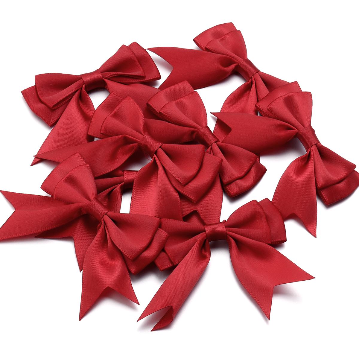 

10pcs Satin Ribbon Bows Colourful Polyester Double Layer Swallowtail Bowknot For DIY Wedding Party Clothing Headwear Gifts Decor 6x7cm вина червоного кольору