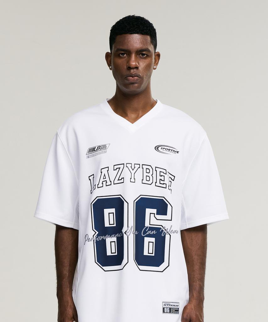 Leijibi Mixed Mesh Rugby Jersey Top Oversized Short Sleeve M Athletic Short Sleeve T-Shirt White