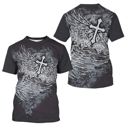 Vintage T-Shirt For Men Archaic By Affliction Colisson Graphic T-Shirts Cross Print Short Sleeve T Shirt Oversized Clothing Tops