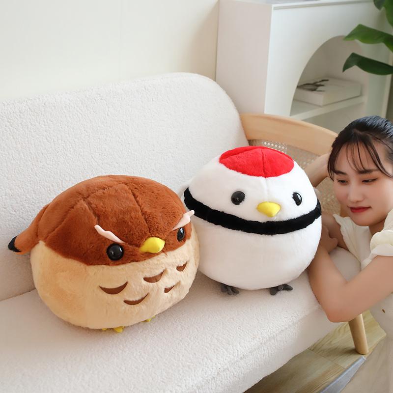 30/40cm Lovely Round Eagle and Red-crowned Crane Plush Toys Cartoon Animal Bird Pillow Stuffed Dolls Sofa Sleeping Cushion Gift