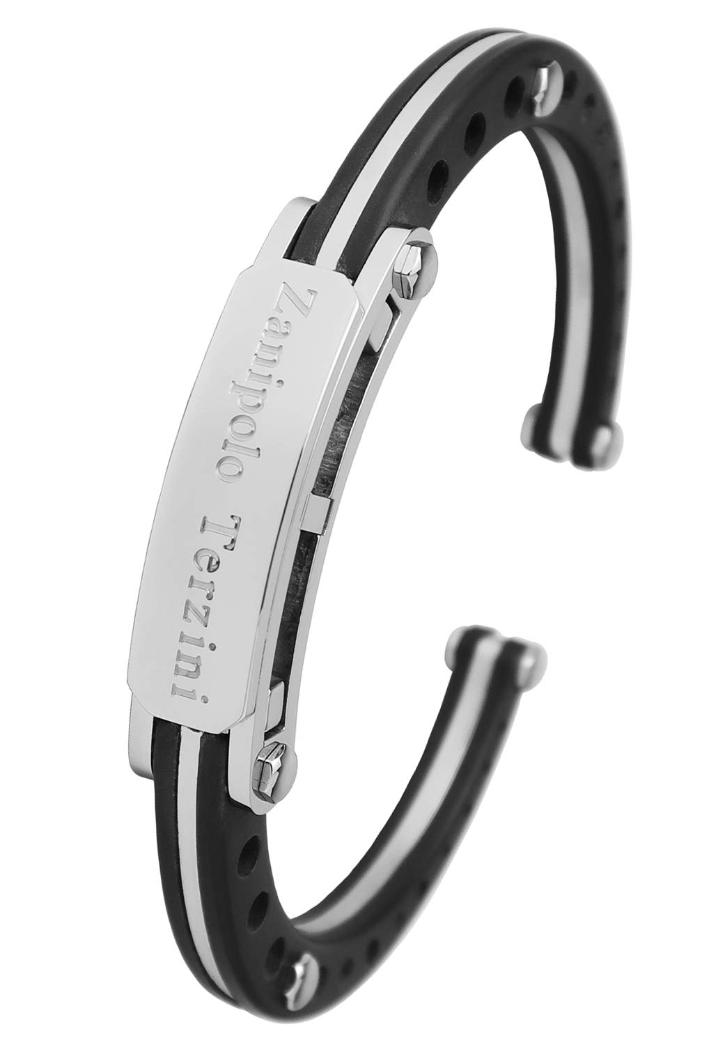 

[Zanipolo Tarzini] Plate Rubber Bangle Bracelet (Normal Color) 17cm Surgical Stainless Steel Men s