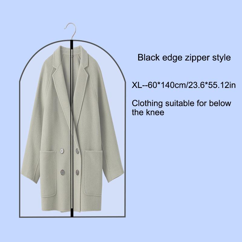 1Pcs Clothes Dust Cover White/Black Fully Enclosed Washable Dust Bag Peva Household Dust Cover With Zipper Coat Suit Cover