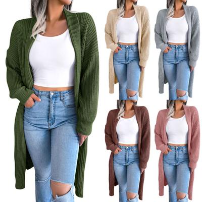 Women Open Front Long Knit Cardigan Sweater