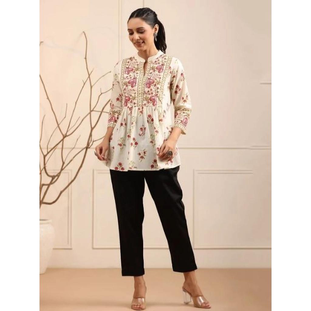 Women Office Party Wear Top Tunic Kurti Set Indian Bollywood Ethnic Short Kurta