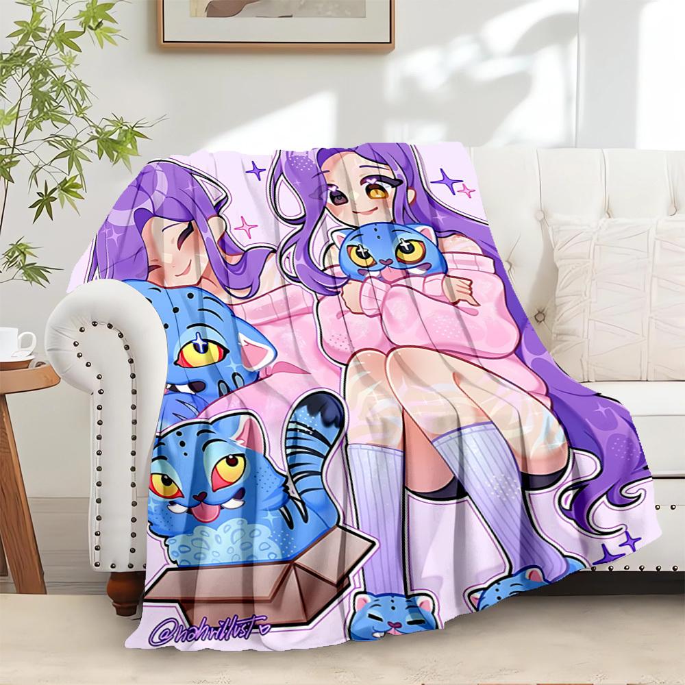 Grupo de Chicas Anime K-POP Manta Suave y Cálida Cuatro Estaciones Manta Gruesa de Punto de Poliéster para Todas las Estaciones para Cama, Camping, Viaje Regalo Perfecto