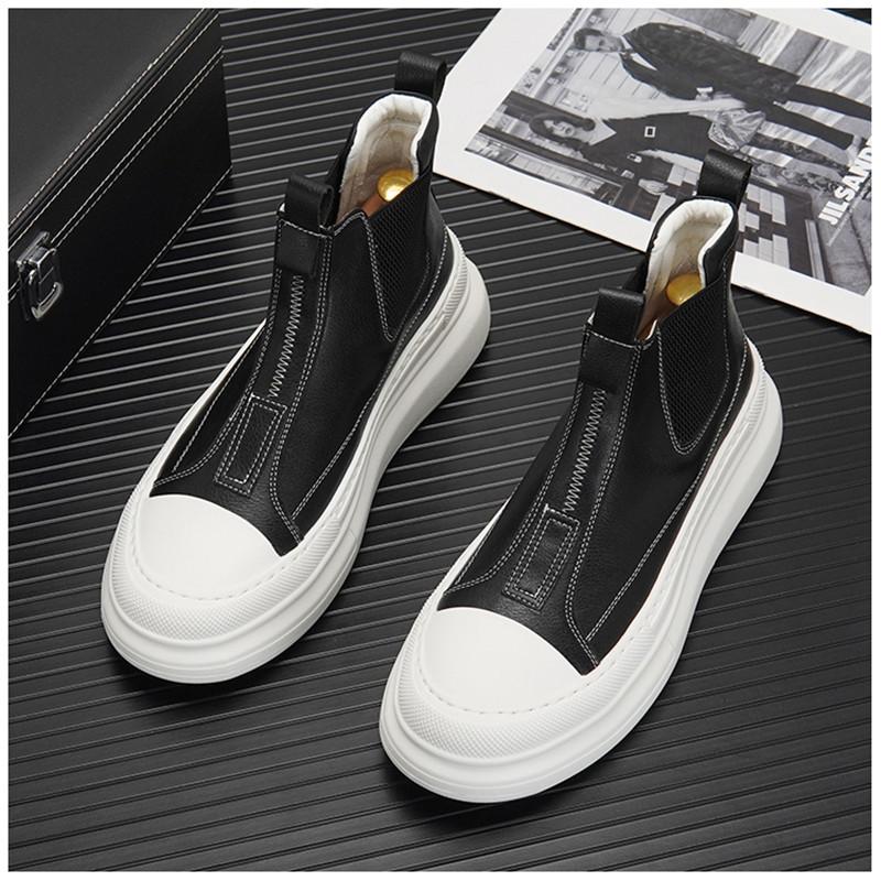 

Итальянский бренд, дизайнерские мужские ботинки челси для отдыха, черно-белые туфли на платформе, натуральная кожа, короткие ковбойские ботинки Botas Masculina 38 чёрный