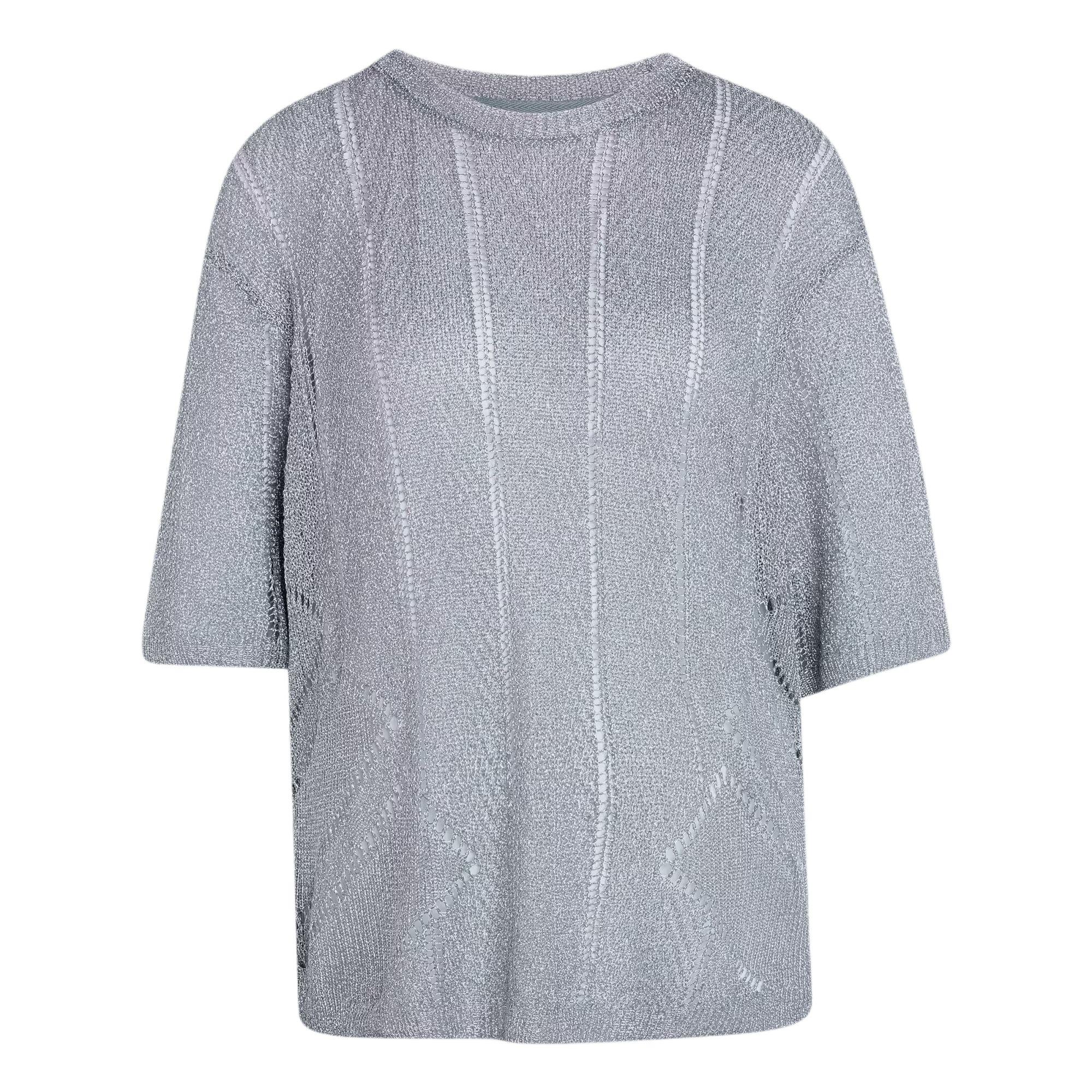 

Adidas Originals Adilenium Silver Jersey Loose Fit Round Neck Short Sleeve Knit Top Women tops KZ5061 S